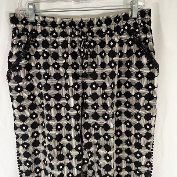 HEI HEI Anthropologie Pants Women's Medium Black Pull On Drawstring Lightweight - Picture 2 of 12